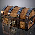Vintage Wooden Chest With Metal Straps Clasps And Decorative Lock Design