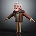White Haired Elderly Man Wearing Brown Coat Gray Sweater With Surprised Expression And Arms Outstretched