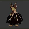 Cute Fantasy Game Character With Large Ears Green Eyes And Brown Bat Wings