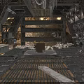 Industrial Machinery Equipment With Metal Structure Pipes And Grated Floor