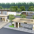 New Chinese style gate demonstration area entrance gate building large area entrance gate building 3d model