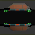 Futuristic Sci Fi Entrance Structure With Blue Red Accents And Green Control Panels