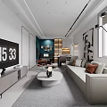 Modern Living Dining Room Interior With Open Layout Sofa TV Unit And Wall Art