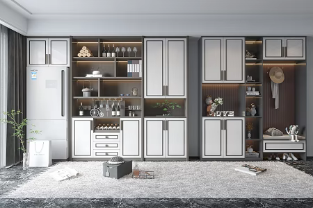 New Chinese Style Wine Cabinet Shoe Cabinet Wine Cabinet Combination 3d model
