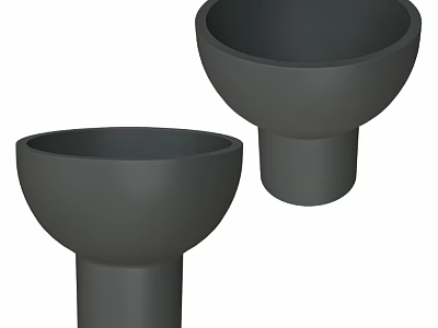 Two Modern Gray Bowl Shaped Containers With Pedestal Base For Home Decor 3d model