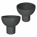 Two Modern Gray Bowl Shaped Containers With Pedestal Base For Home Decor