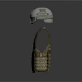 Military Style Tactical Vest With Protective Helmet And Goggles For Outdoor Use