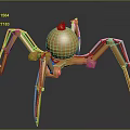 Golden Mechanical Spider With Multiple Legs Shiny Sphere Body And Reflective Surface