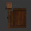 Antique Wooden Cabinet With Intricate Carvings Gold Accents And Metal Lock