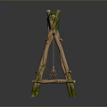 Natural Wooden Swing With Green Vines And Two Seats For Outdoor Use
