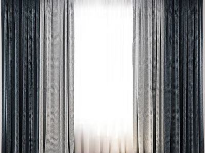 Elegant Dark And Light Textured Curtains With Sheer White Window Panels 3d model
