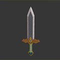 Mythical Weapon With Silver Sword Blade Blue Glowing Patterns And Golden Wing Shaped Hilt