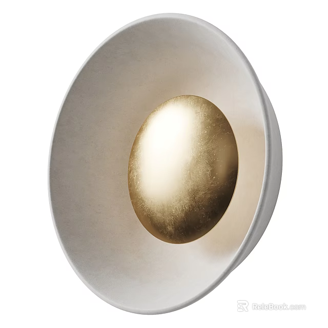Modern Wall Lamp Design With Silver Frame And Golden Sphere Light 3d model