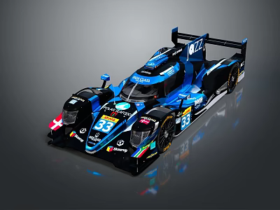 Blue Racing Car With Sleek Aerodynamic Design And Number 38 On Dark Background 3d model