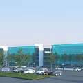 Modern Industrial Factory Complex With Multiple Warehouse Buildings Parking Area And Green Landscaping