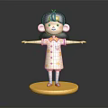 Cute Little Girl Standing on Yellow Base Wearing White Dress With Yellow Stars