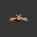Anthropomorphic Bird Game Movie Character With Pink Feathered Hair Yellow Dress Outstretched Arms