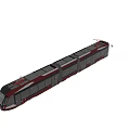 Red And White Modern Tram With Multiple Carriages Large Windows And Pantograph 3d model