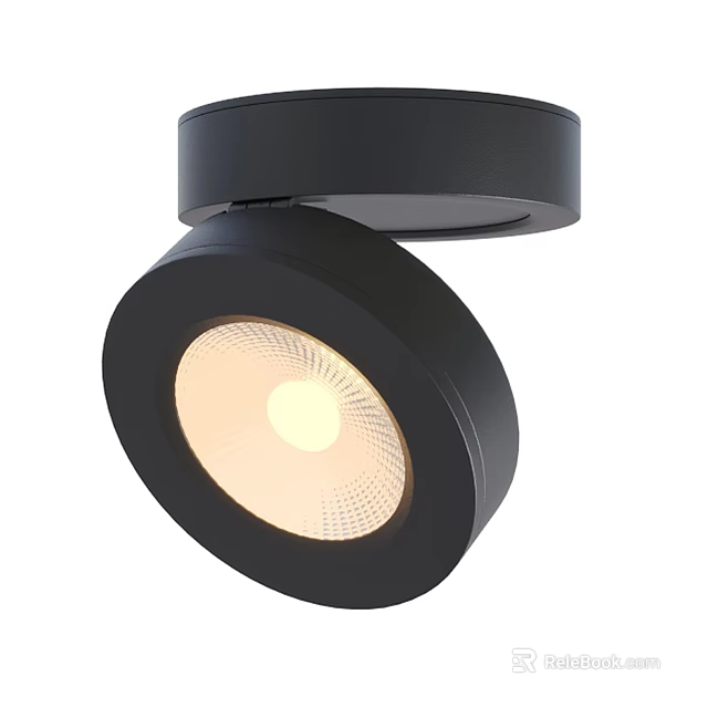 Modern Black Downlight Spotlight with Rotatable Head and Illuminated Warm Light Design 3d model 