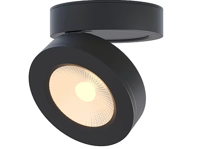 Modern Black Downlight Spotlight with Rotatable Head and Illuminated Warm Light Design 3d model