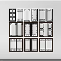Various Wooden Chinese Style Partitions with Carved Patterns and Decorative Frames 3d model