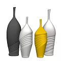 Modern Curved Vases In Black White Yellow For Fresh Flower Arrangement
