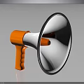 Portable Electronic Megaphone With Orange Handle White Speaker And Black Rim Design