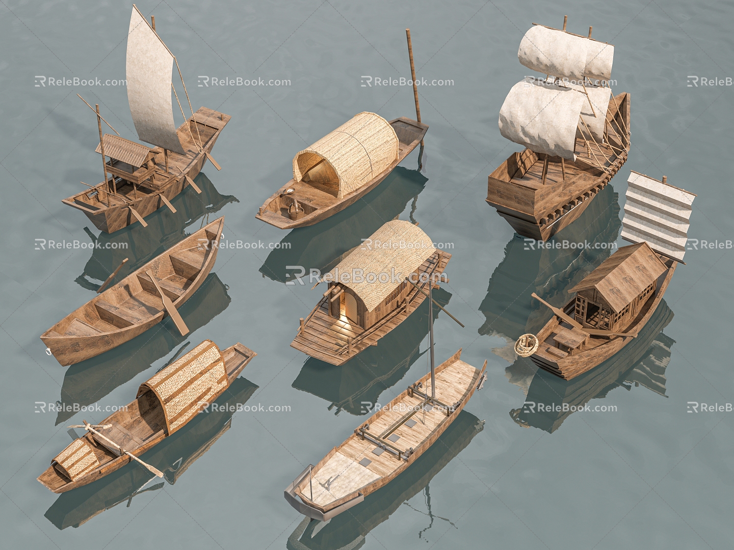 Boat Wupeng Boat Fishing Boat Wooden Boat Ancient Boat Painted Boat Boat Sailing Boat Bamboo Raft Sightseeing Boat 3d model