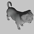 Pug Game Movie Character 3D Model Standing Pose In Light Blue Background