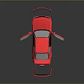 Red Sports Car with Open Doors Hood and Trunk Detailed View