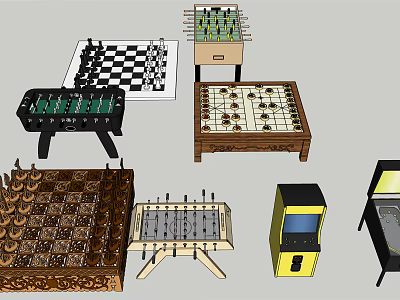 Top Entertainment Appliances Featuring Foosball Table Chessboard Pinball Machine And Game Console 3d model
