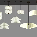 Modern White Pleated Pendant Lights Hanging From Ceiling As Decorative Fixtures