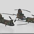 Military Helicopter Models with Camouflage Green And Brown Twin Rotor Design Viewed From Various Angles