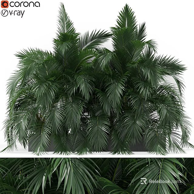 Lush Green Decorative Ornament Combination With Palm Plants And Leafy Foliage For Indoor Styling 3d model 