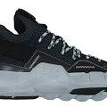 Black High Top Sporty Shoes With White Laces Mesh Material And Transparent Sole