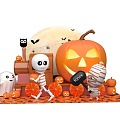 Halloween pumpkin train beauty Chen 3d model