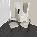 Modern Dining Chairs With Beige Upholstered Seats And Dark Wooden Legs