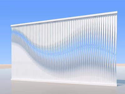 Modern White Feature Wall With Wavy Vertical Slats And Blue Sky Background 3d model