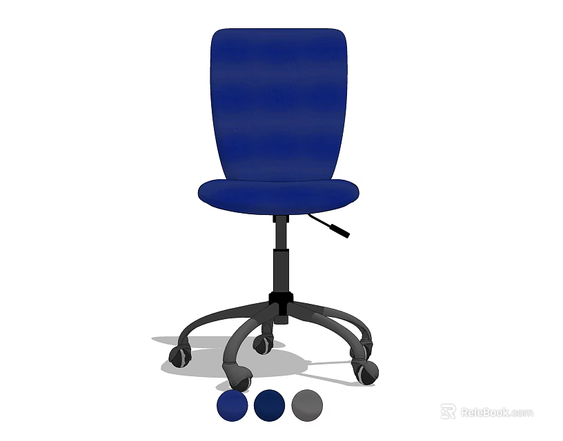 Blue Adjustable Office Chair with Swivel Wheels and Multiple Color Options 3d model