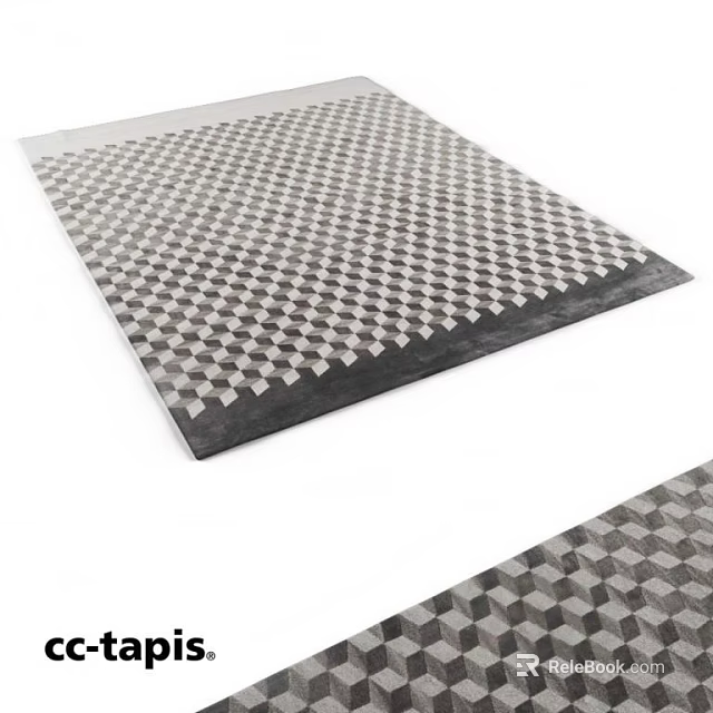 Square Black and White Checkerboard Pattern Rug with Geometric Design for Home Decor 3d model 