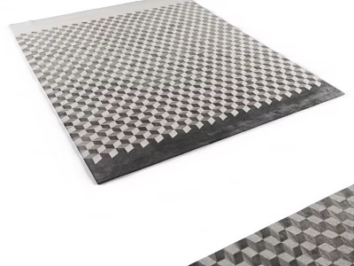 Square Black and White Checkerboard Pattern Rug with Geometric Design for Home Decor 3d model
