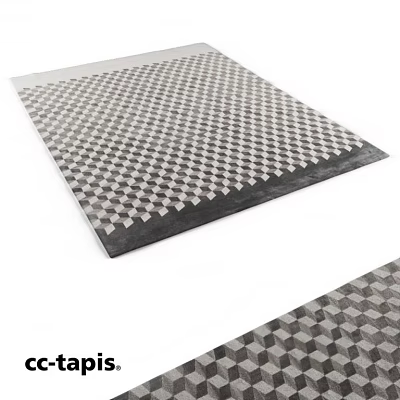 Square Black and White Checkerboard Pattern Rug with Geometric Design for Home Decor 3d model