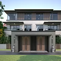 Modern New Chinese Style Row 3d model