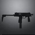 Black Tactical Submachine Gun Design With Folding Stock And Rail System