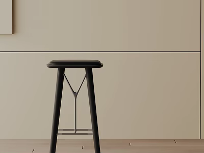 Modern Black Bar Stool With Y Shaped Metal Frame And Minimalist Design 3d model