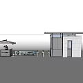 BMW Car Display Area With Modern Reception Desk And Umbrella Structure