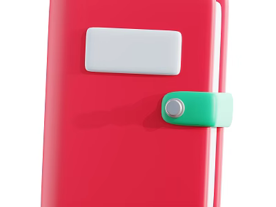 Vibrant Red Cover Book With White Label Green Strap And Silver Button 3d model