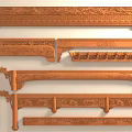 Intricately Detailed Carved Wooden Architectural Components With Ornate Traditional Patterns
