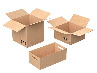 Kraft Paper Storage Boxes In Various Sizes For Home Organization 3d model