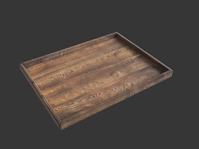 Elegant Stone and Wood Tray Showcasing Natural Wood Grain and Stone Details 3d model